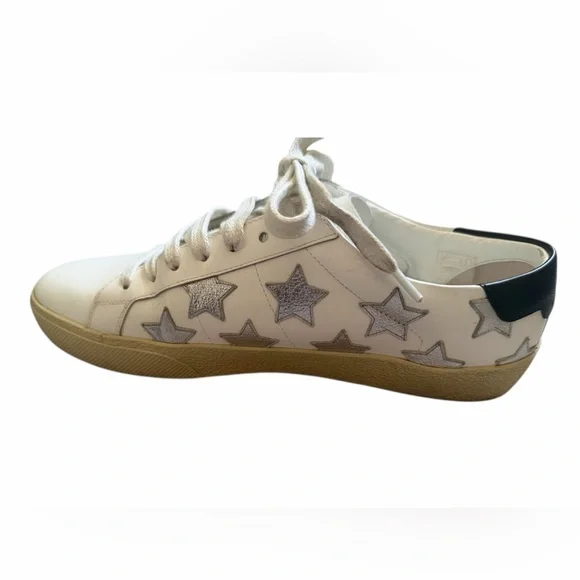 Saint Laurent Paris Court Classic Star Sneakers Leather Women’s Size 39.5 (8.5) - Picture 8 of 16